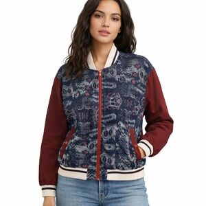 Free People Varsity of Dreams Bomber Jacket L